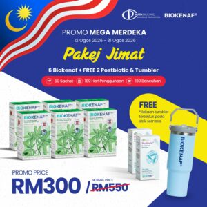 PAKEJ JIMAT (6 KOTAK+ 2 POSTBIOTIK + 1 TUMBLER )